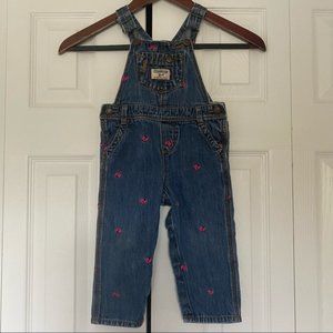 Vestbak Denim Overalls Pink Bird 18 Months